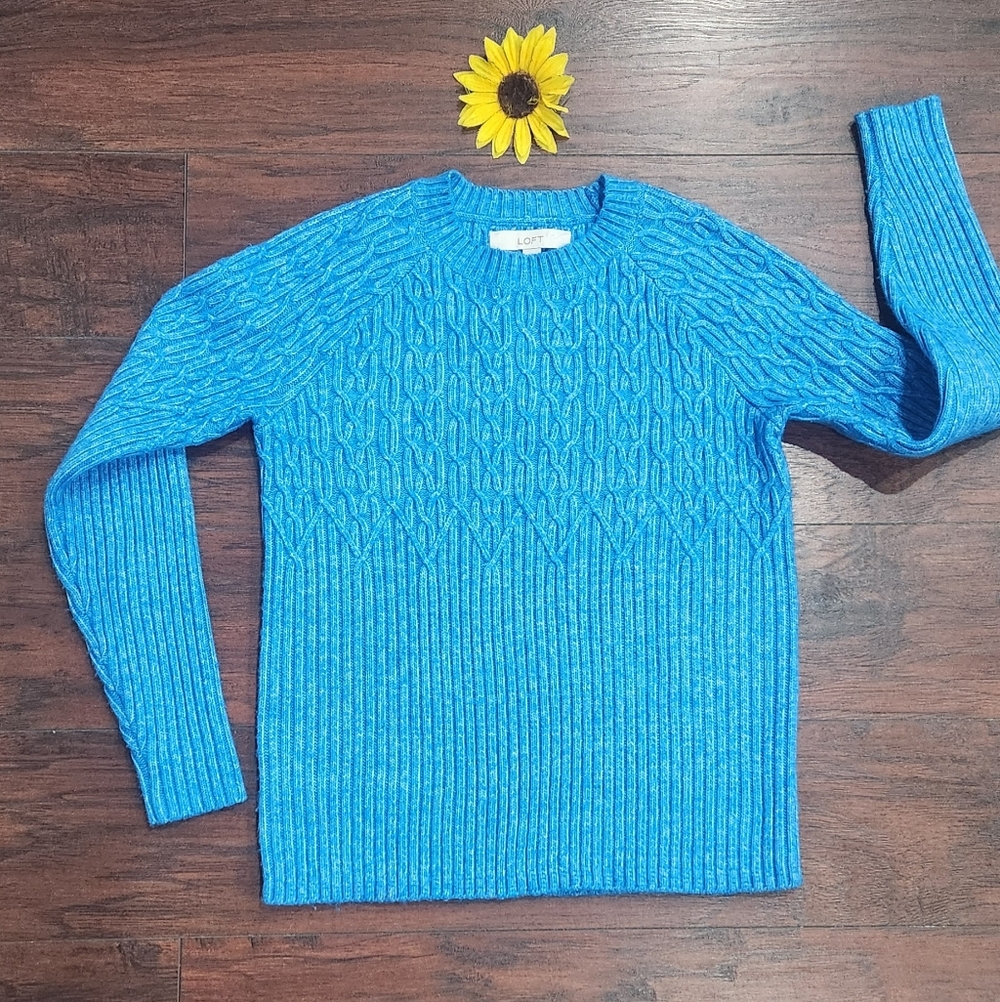 LOFT Vibrant Blue Crewneck Knit Sweater 💙🩵💙🩵
